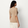 Amazon Essentials Women’s Slim Fit Half Sleeve Square Neck Cotton Modal T-Shirt(Tan)