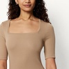 Amazon Essentials Women’s Slim Fit Half Sleeve Square Neck Cotton Modal T-Shirt(Tan)
