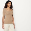 Amazon Essentials Women’s Slim Fit Half Sleeve Square Neck Cotton Modal T-Shirt(Tan)