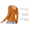 Amazon Essentials Women’s Slim Fit Scoop Back Long Sleeve Rib-Knit T-Shirt, Soft Stretch, Layer Clothes, Pack of 2(Black/Caramel)
