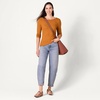 Amazon Essentials Women’s Slim Fit Scoop Back Long Sleeve Rib-Knit T-Shirt, Soft Stretch, Layer Clothes, Pack of 2(Black/Caramel)