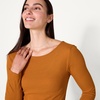 Amazon Essentials Women’s Slim Fit Scoop Back Long Sleeve Rib-Knit T-Shirt, Soft Stretch, Layer Clothes, Pack of 2(Black/Caramel)