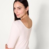 Amazon Essentials Women’s Slim Fit Scoop Back Long Sleeve Rib-Knit T-Shirt, Soft Stretch, Layer Clothes, Pack of 2(Black/Eggshell White)
