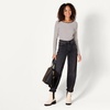 Amazon Essentials Women’s Slim Fit Scoop Back Long Sleeve Rib-Knit T-Shirt, Soft Stretch, Layer Clothes, Pack of 2(Black/French Stripe)