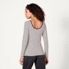 Amazon Essentials Women’s Slim Fit Scoop Back Long Sleeve Rib-Knit T-Shirt, Soft Stretch, Layer Clothes, Pack of 2(Black/French Stripe)