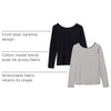 Amazon Essentials Women’s Slim Fit Scoop Back Long Sleeve Rib-Knit T-Shirt, Soft Stretch, Layer Clothes, Pack of 2(Black/French Stripe)