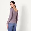 Amazon Essentials Women’s Slim Fit Scoop Back Long Sleeve Rib-Knit T-Shirt, Soft Stretch, Layer Clothes, Pack of 2(Grey/Black)