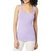 Amazon Essentials Women’s Slim Fit Square Neck Ribbed Tank Tops with Stretch, Pack of 2(Black / Lavender)