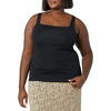 Amazon Essentials Women’s Slim Fit Square Neck Ribbed Tank Tops with Stretch, Pack of 2(Black / Lavender)