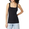 Amazon Essentials Women’s Slim Fit Square Neck Ribbed Tank Tops with Stretch, Pack of 2(Black/Black)