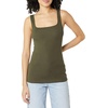 Amazon Essentials Women’s Slim Fit Square Neck Ribbed Tank Tops with Stretch, Pack of 2(Dark Olive / Black)
