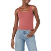 Amazon Essentials Women’s Slim Fit Square Neck Ribbed Tank Tops with Stretch, Pack of 2(Deep Brown/Deep Brown)