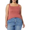 Amazon Essentials Women’s Slim Fit Square Neck Ribbed Tank Tops with Stretch, Pack of 2(Deep Brown/Deep Brown)