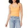 Amazon Essentials Women’s Slim Fit Square Neck Ribbed Tank Tops with Stretch, Pack of 2(White / Melon Orange)