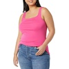 Amazon Essentials Women’s Slim Fit Square Neck Ribbed Tank Tops with Stretch, Pack of 2(White/Dark Pink)