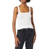 Amazon Essentials Women’s Slim Fit Square Neck Ribbed Tank Tops with Stretch, Pack of 2(White/Dark Pink)