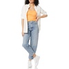 Amazon Essentials Women’s Slim Fit Square Neck Ribbed Tank Tops with Stretch, Pack of 2(White/Melon Orange)