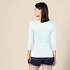 Amazon Essentials Women’s Slim-Fit 3/4 Sleeve Boat Neck Tops Cotton Modal T-Shirt(Aqua Blue)
