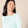 Amazon Essentials Women’s Slim-Fit 3/4 Sleeve Boat Neck Tops Cotton Modal T-Shirt(Aqua Blue)