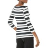Amazon Essentials Women’s Slim-Fit 3/4 Sleeve Boat Neck Tops Cotton Modal T-Shirt(Black White Placed Stripe)