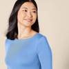 Amazon Essentials Women’s Slim-Fit 3/4 Sleeve Boat Neck Tops Cotton Modal T-Shirt(Blue)