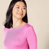 Amazon Essentials Women’s Slim-Fit 3/4 Sleeve Boat Neck Tops Cotton Modal T-Shirt(Bright Pink)