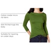 Amazon Essentials Women’s Slim-Fit 3/4 Sleeve Boat Neck Tops Cotton Modal T-Shirt(Green)