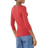 Amazon Essentials Women’s Slim-Fit 3/4 Sleeve Boat Neck Tops Cotton Modal T-Shirt(Red-burgundy Even Stripe)