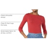 Amazon Essentials Women’s Slim-Fit 3/4 Sleeve Boat Neck Tops Cotton Modal T-Shirt(Red-burgundy Even Stripe)