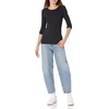 Amazon Essentials Women’s Slim-Fit Long Sleeve Rib Knit Crew Neck Top, Pack of 2(Black)