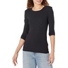 Amazon Essentials Women’s Slim-Fit Long Sleeve Rib Knit Crew Neck Top, Pack of 2(Black)