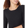 Amazon Essentials Women’s Slim-Fit Long Sleeve Rib Knit Crew Neck Top, Pack of 2(Black)