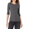 Amazon Essentials Women’s Slim-Fit Long Sleeve Rib Knit Crew Neck Top, Pack of 2(Black/Charcoal Heather)