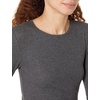 Amazon Essentials Women’s Slim-Fit Long Sleeve Rib Knit Crew Neck Top, Pack of 2(Black/Charcoal Heather)