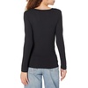 Amazon Essentials Women’s Slim-Fit Long Sleeve Rib Knit Crew Neck Top, Pack of 2(Eggshell White/Black)