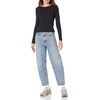 Amazon Essentials Women’s Slim-Fit Long Sleeve Rib Knit Crew Neck Top, Pack of 2(Eggshell White/Black)