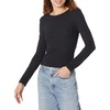 Amazon Essentials Women’s Slim-Fit Long Sleeve Rib Knit Crew Neck Top, Pack of 2(Eggshell White/Black)
