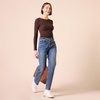 Amazon Essentials Women’s Slim-Fit Long Sleeve Rib Knit Crew Neck Top, Pack of 2(Eggshell White/Espresso)