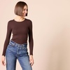 Amazon Essentials Women’s Slim-Fit Long Sleeve Rib Knit Crew Neck Top, Pack of 2(Eggshell White/Espresso)