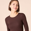 Amazon Essentials Women’s Slim-Fit Long Sleeve Rib Knit Crew Neck Top, Pack of 2(Eggshell White/Espresso)