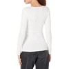 Amazon Essentials Women’s Slim-Fit Long Sleeve Rib Knit Crew Neck Top, Pack of 2(White)