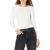 Amazon Essentials Women’s Slim-Fit Long Sleeve Rib Knit Crew Neck Top, Pack of 2(White)
