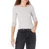 Amazon Essentials Women’s Slim-Fit Long Sleeve Rib Knit Crew Neck Top, Pack of 2(White/Grey)