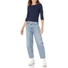 Amazon Essentials Women’s Slim-Fit Long Sleeve Rib Knit Crew Neck Top, Pack of 2(White/Navy)