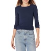 Amazon Essentials Women’s Slim-Fit Long Sleeve Rib Knit Crew Neck Top, Pack of 2(White/Navy)