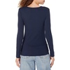 Amazon Essentials Women’s Slim-Fit Long Sleeve Rib Knit Crew Neck Top, Pack of 2(White/Navy)