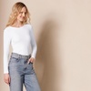 Amazon Essentials Women’s Slim-Fit Long Sleeve Rib Knit Crew Neck Top, Pack of 2(White/Purple)