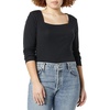 Amazon Essentials Women’s Slim-Fit Long Sleeve Square Neck T-Shirt, Stretchy Cotton Modal(Black)
