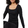 Amazon Essentials Women’s Slim-Fit Long Sleeve Square Neck T-Shirt, Stretchy Cotton Modal(Black)