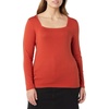 Amazon Essentials Women’s Slim-Fit Long Sleeve Square Neck T-Shirt, Stretchy Cotton Modal(Brick Red)